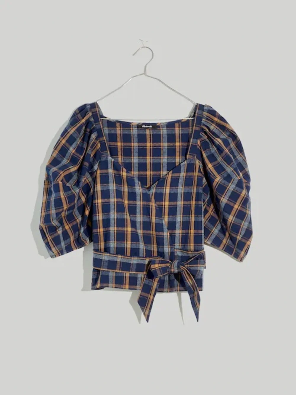 Madewell Sweetheart Wrap Top in Plaid 100% Cotton XXS